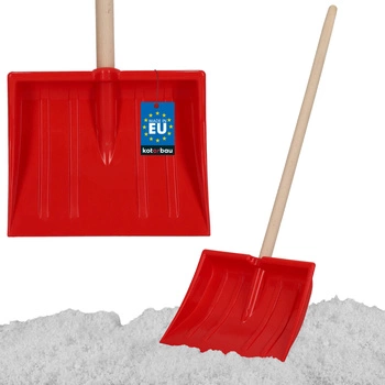 Lopată pentru zăpadă pentru copii cu mâner din lemn roșie