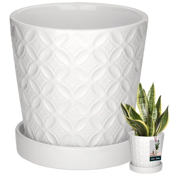 Ghiveci rotund alb cu podmicukou ⌀ 13 cm