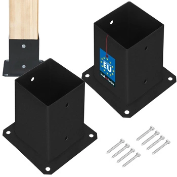 Bază pentru stâlp fixată pe beton neagră 90x90 mm set de 2 buc.