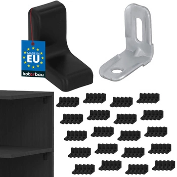 Suport unghiular pentru mobilă cu capac negru set de 100 buc.