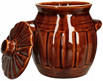 Baril din gresie cu capac pentru murat varză castraveți maro 1,2 l