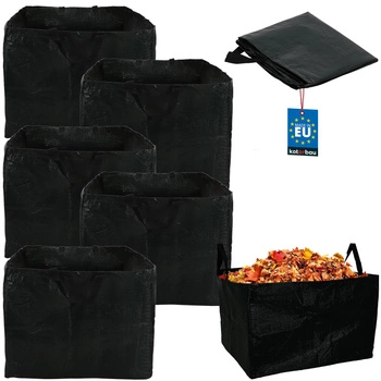 Grădină sac coș pentru frunze iarbă dreptunghiular verde 120 l set de 5 buc.