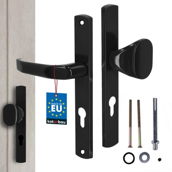 Mâner cu inserție pentru ghișeu poartă ușă aluminiu negru 72 mm
