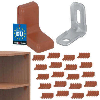 Suport unghiular pentru mobilă cu capac nuc set de 100 buc.