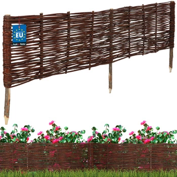 Gard de grădină din răchită condus palisadă margine 120x30 cm