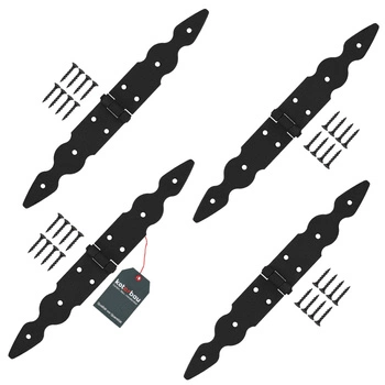 Hinge decorativ pentru obloane, uși, foișoare, lăzi 150x150x35 mm, set 4 buc. - Culoare negru