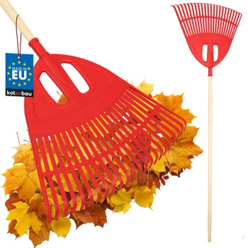 Greblă tip evantai pentru frunze 51,5 cm + coadă din lemn lăcuit 1,5 m