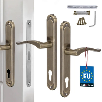 Mâner clasic pentru ușă cu placă lungă pentru cilindru patină 90 mm