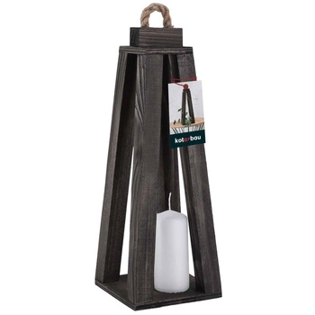 Lumânare din lemn con lanternă acasă grădină negru 13,5x13,5 cm