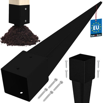 Baza stâlpului înfipt în pământ oțel negru 120x120x750 mm