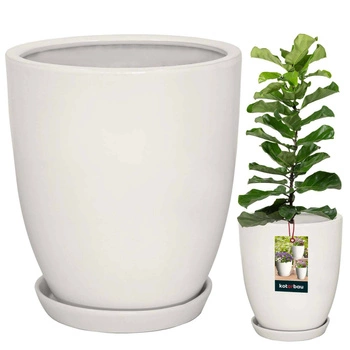 Ghiveci de flori din ceramică smălțuită albă 26 cm