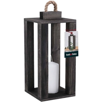 Lanternă din lemn pentru lumânări acasă grădină negru 13,5x13,5 cm