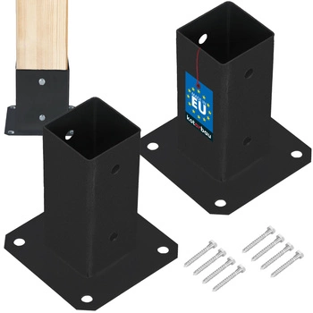 Bază pentru stâlp fixată pe beton neagră 60x60 mm set de 2 buc.