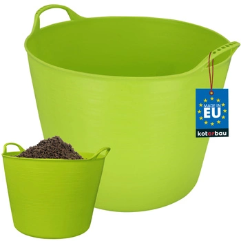 Coș de rufe cu găleată flexibilă cu urechi verde fluo 42 l