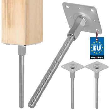 Baza stâlpului ancoră reglabilă pe verticală oțel 110x330 mm set de 2 buc.