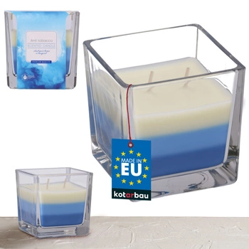 Lumânare de sticlă parfumată tricoloră 32 h - anti-tutun