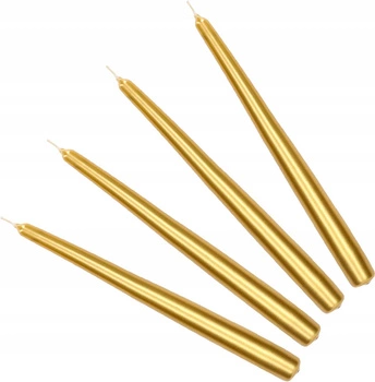 Set de 4 lumânări cu lumânări conice de aur metalic
