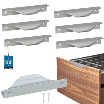 Mâner pentru mobilă modern aluminiu argintiu 96 mm set de 6 buc.