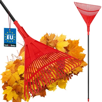 Greblă tip evantai pentru frunze 50 cm + coadă din aluminiu 1,5 m