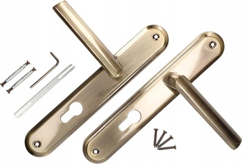 Clanță ușă 72 mm plăcuță lungă cu cheie set – Culoare patină