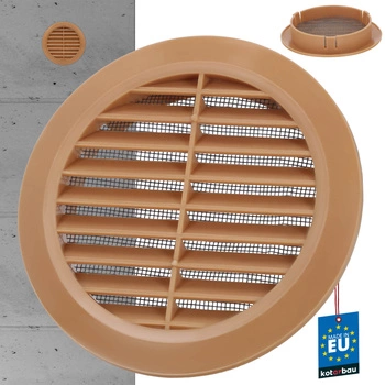 Grilă de ventilație rotundă cu ochiuri de plasă bej 100mm