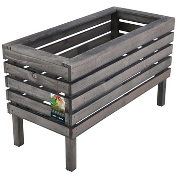 Grădină în picioare cutie de flori din lemn gri 64 cm