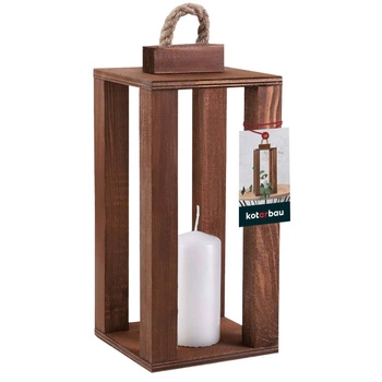 Lanternă din lemn pentru lumânări acasă grădină maro 13,5x13,5 cm