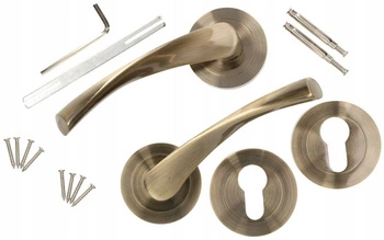 Mâner de ușă 130mm patina cu buton pentru inserție