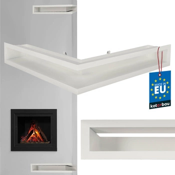 Luft grilaj de colț pentru șemineu alb oțel 50x50 cm