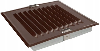 Grilaj de ventilație metalic pentru coș de fum cu plasă 14x14 cm - Culoare maro