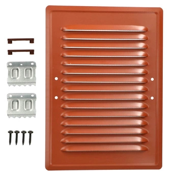 Grilaj de ventilație metalic pentru șemineu 14x21 cu cleme - Culoare cărămizie