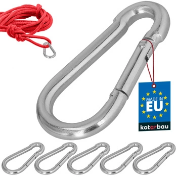 Carabină pentru pompieri leagăn frânghie hamac metalică 90 mm set de 5 buc.