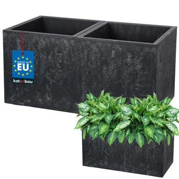 Ghiveci dreptunghiular dublu beton industrial antracit 58 cm