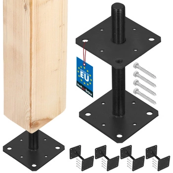 Baza coloanei cu șurub reglabilă m24 antracit 160x160x250 mm set de 4 buc.