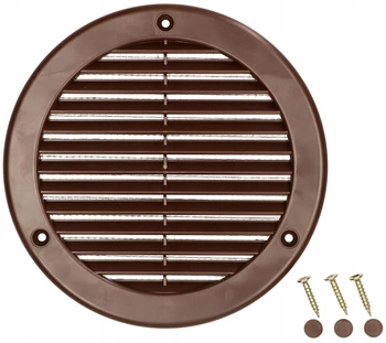 Grilaj de ventilație rotund fi 100 mm cu plasă - Culoare maro