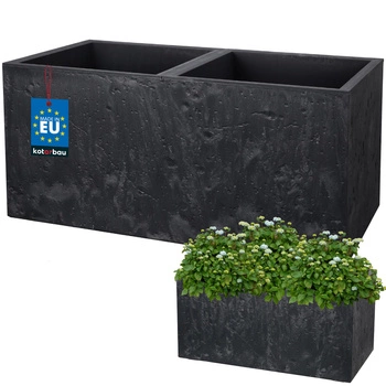 Ghiveci dreptunghiular dublu beton industrial antracit 77 cm