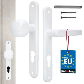 Mâner de ușă aluminiu ax lung cu inserție alb 72 mm