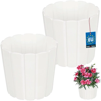 Ghiveci din plastic pentru flori alb 15cm set de 2 buc.