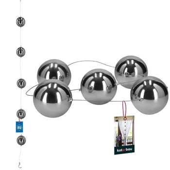 Ghirlandă decorativă oglindă bile din oțel argintiu lucioasă 100 cm