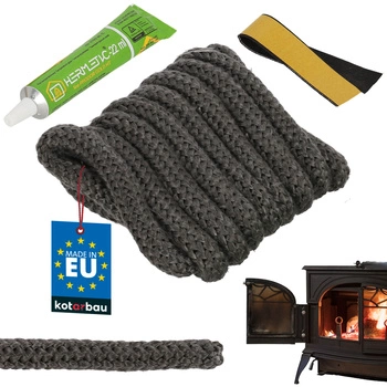 Ață pentru etanșarea șemineului și sobei + adeziv 12 mm 2,5 m