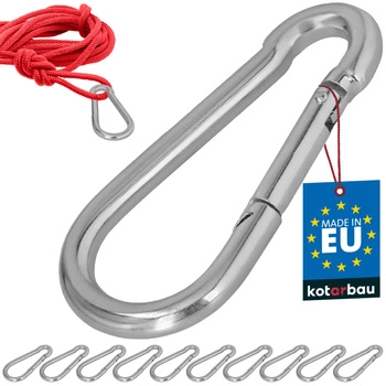 Carabină pentru pompieri leagăn frânghie hamac metalică 140 mm set de 10 buc.