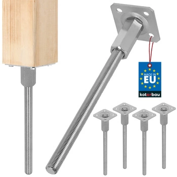 Baza stâlpului ancoră reglabilă pe verticală oțel 80x330 mm set de 4 buc.