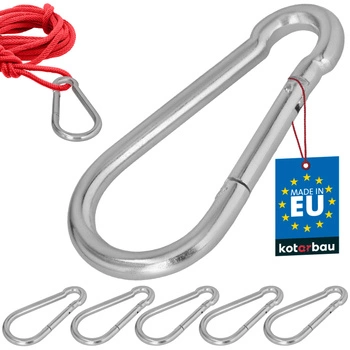 Carabină pentru pompieri leagăn frânghie hamac metalică 180 mm set de 5 buc.