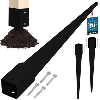 Baza stâlpului înfipt în pământ oțel negru 50x50x600 mm set de 2 buc.