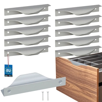Mâner pentru mobilă modern aluminiu argintiu 96 mm set de 10 buc.