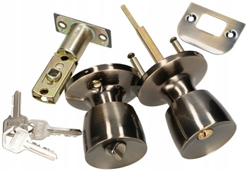 Buton rotativ cu încuietoare pentru uși cu chepeng patina