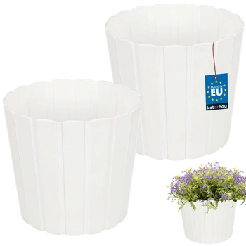 Ghiveci din plastic pentru flori alb 20cm set de 2 buc.