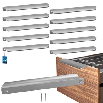 Mâner mobilier aluminiu argintiu 192/212 mm set de 10 buc.