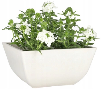 Ghiveci de grădină compozit rezistent la îngheț alb 25x25 cm