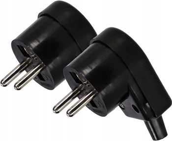 Conector unghiular, deschis, împământare, mufă 16A, 2 bucăți - Culoare neagră